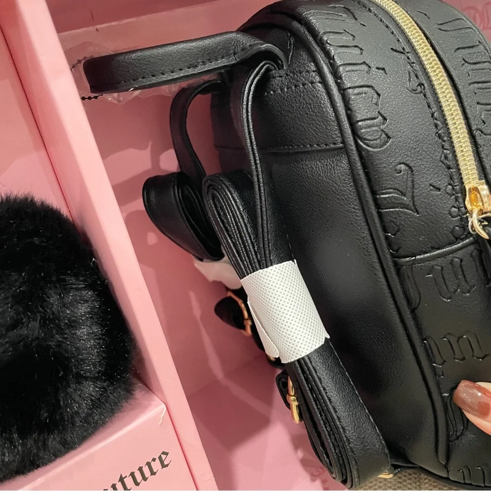 NEW Juicy Couture Black DeBoss Logo Mini Backpack & Heart  display picture 2